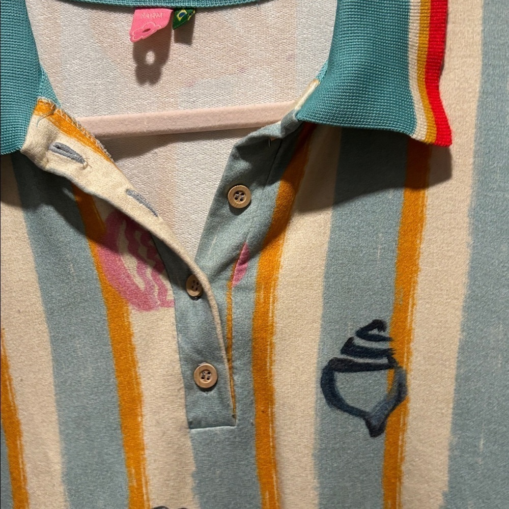 FARM RIO vintage rare strip tropical polo shirt - Picture 6 of 8